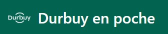 Logo Durbuy en poche op donkergroene achtergrond